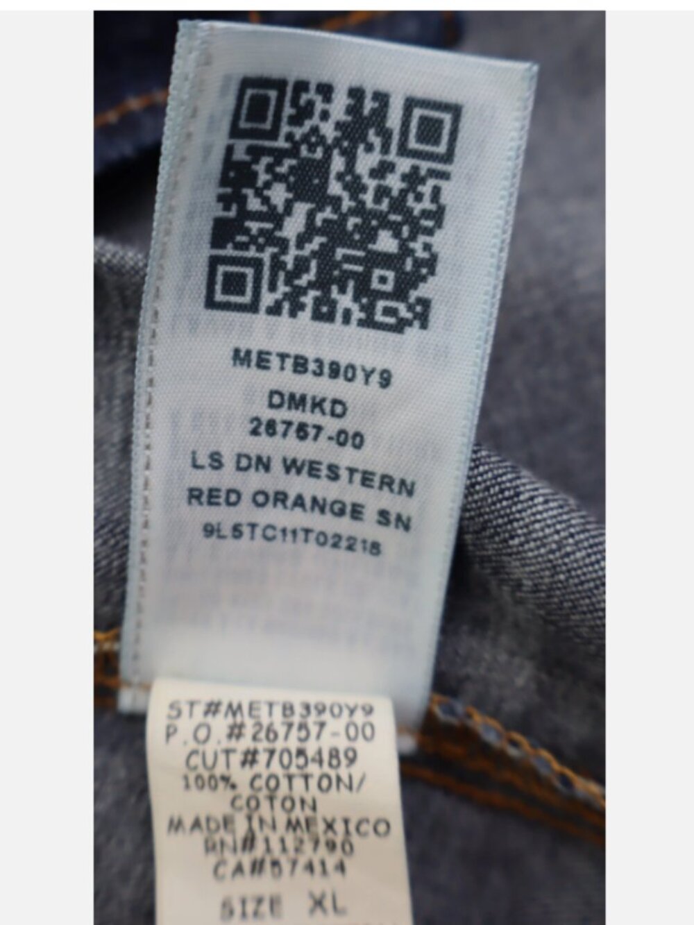 True Religion Denim Western Long Sleeve Men's Shirt XL Cotton New with defect - Picture 12 of 16